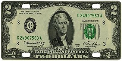 Dollar Bill Money Pattern Strong And Durable Aluminum Car Metal License Plate Frame for Women/Men Four Holes Tag 12" X 6"