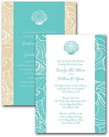Waves and Shells Wedding Custom Invitation