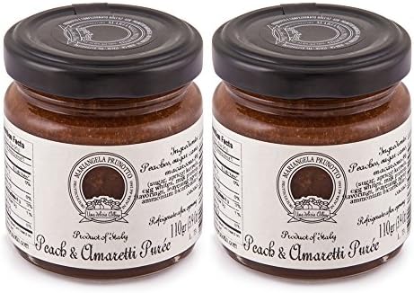Mariangela Prunotto - Peach &amp; Amaretti Puree, 3.9oz (110g) - Imported from Italy - Pack of 2