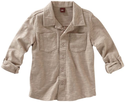 Tea Collection Boys 2-7 Roll Up Sleeve Slub Polo, Praline, 4