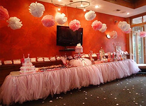 Customized 100*80CM Tutu Tableware Tulle Table Skirt Party Wedding Decorations Color:peach beige