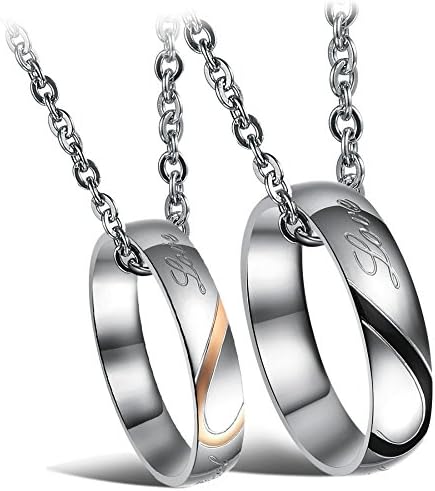 Couple Lovers Wedding "Love" Ring Pendant Necklace Set