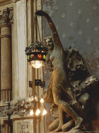 Close-up of an Art Nouveau Sculpture Holding a Lantern, San Pellegrino Artists Photographic Poster Print by Carsten Peter, 18x24