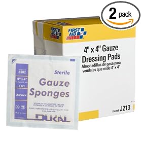First Aid Only 4" X 4" Gauze Dressing Pad, 25 2-packs, 50-Count Boxes (Pack of 2)