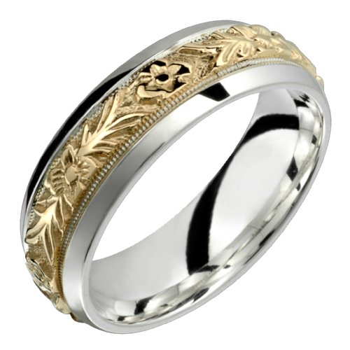 Orazio - Stunning Two Tone Comfort Fit Wedding Band for Him & Her! Custom Made! Choose your Size.