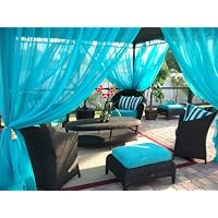Outdoor Gazebo Patio Drapes Seashell Blue Sheer (59X84) (2) Panels