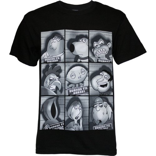 Family Guy Character Mug Shots Booked Men's T-Shirt