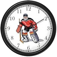Hockey Goalie No.2 Ice Skating Theme Ice Skating Wall Clock by WatchBuddy Timepieces (Black Frame)