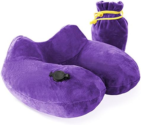 Restoration® Inflatable Travel Neck Pillow - Best Traveling Pillow For Neck Pain Relief &amp; Orthopedic Support - Purple