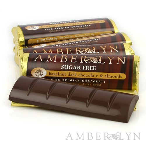 Sugar Free Hazelnut Dark Chocolate Bars with Almonds- 24 ct.