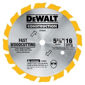 DeWalt DW9055 5-3/8-Inch 16 Tooth Series 20 10 MM Arbor Carbide Circular Saw Blade