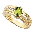14K Yellow Gold Peridot and Diamond Ring