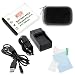 EZOPower NP-45 NP45 Replacement Battery 740mAh EZCBA19 + Charger with Car Adapter + Black Zipper Pouch Case + Data Cable + LCD Screen Protector for FujiFilm FinePix JZ100, JZ250, JX500, JX580, T400, T350 / T360, JX300, T300, Z90, JX350, JV200