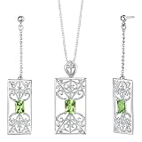 Striking Sophistication 3.50 carats Radiant Cut Peridot Pendant Earrings Set in Sterling Silver