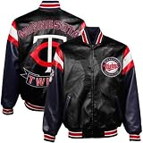 MLB Minnesota Twins Black Pleather Varsity Full Zip Jacket (XX-Large)