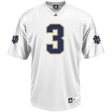 NCAA adidas Notre Dame Fighting Irish #3 Youth Replica Football Jersey - White (X-Large)