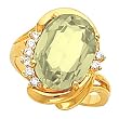 14K Yellow Gold Lemon Quartz and Diamond Ring