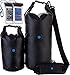 Bago Dry Bags - SEE-THROUGH Waterproof Window. Plus Cell Phone Dry Bag, Adjustable Shoulder Strap. Fits in your Backpack Duffel Sack. Lightweight & Heavy Duty (5L+10L Black)