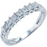 14k White Gold Princess Diamond Ladies Anniversary Wedding Band Ring Stackable (0.55 cttw)