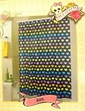 Fabric Rainbow Hearts Shower Curtain w/ 12 Skull & Crossbones Resin Hooks