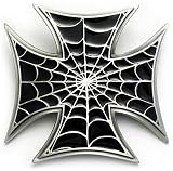 MALTESE CROSS BLACK Belt Buckle Spiderweb Gothic Punk