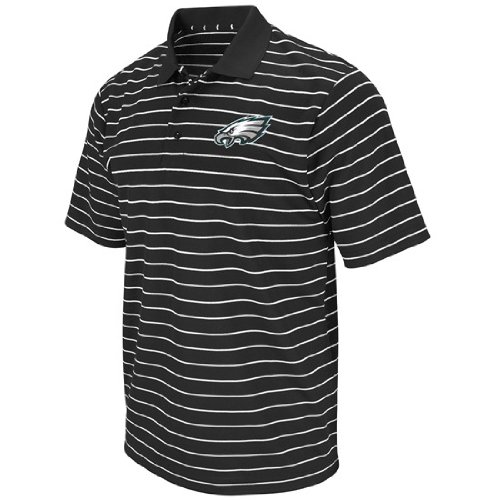 Philadelphia Eagles FanFare III Black Clima Cool Striped Polo Shirt - M