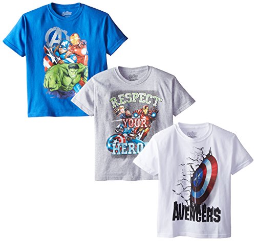 Marvel Boys  3-Pack Tee, Blue/Gray/White, 14-16