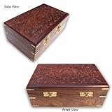 IMAGE OF Jewellery Wood Box With Carving & Brass Pieces, Velvet Lined Inside (Free Shipping) Wbox0171r
