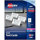 Avery Small Tent Cards, 2 x 3.5 Inches, White,  Box of 160 (5302)