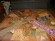 Yellow Golds India Decor Vintage Beaded Moti Bed Throw Sari Tapestry Queen 80"