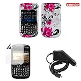 BlackBerry Gemini 8520/Curve 8530 Combo Red Flower on White Design Protecti ....