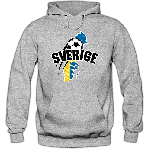 Schweden EM 2016 #1 Hoody | Fußball | Herren | Blågult | Trikot | Nationalmannschaft, Farbe:Graumeliert (Greymelange F421);Größe:L