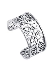 Sterling Silver Fancy Heart Cuff Bracelet 28mm