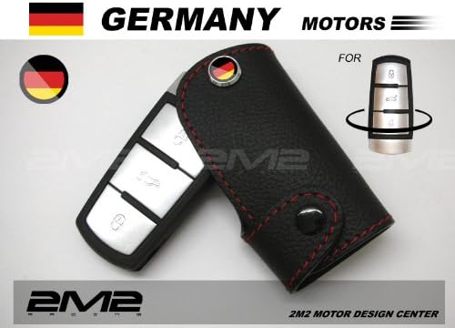 LVW03-5-A Leather key fob holder case chain cover For Polo Golf Variant Plus GTI GTD Beetle Estate Cobriolet Scircco Jette Touran Passat Touareg Tiguan Phaeton Volkswagen cc X1 UP! EOS Sharan R Models BlueMotion Caddy Muiltivan California Vento