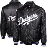 L.A. Dodgers Men's Chenille Varsity Faux Leather Jacket - Black