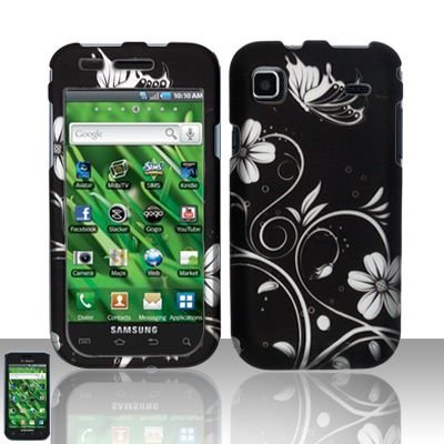 Black Silver Flower Vine Rubberized Snap on Hard 
