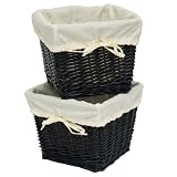 Burlington Baby Small Black Willow Basket Set with Liner, Yellow