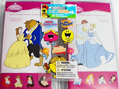 Cricut Cartridge Bundle: Disney Dreams Come True and Happily Ever After + 8 Sandylion Mr. Men Little Miss 3-D Pedestal Stickers for Scrapbooking