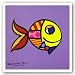 Swimmingly Purple by Romero Britto 7.5"x7.5" Art Print Poster
