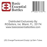 25 New 5.5ml (3/16oz) Empty Lip Balm Containers Tubes by Basic Essential Bottles (Orange)