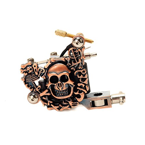 Ocoocoo Skull Tattoo Machine Metal Tattoo Machine Gun 10 Warps Coils 7000-9000 R/minute (k100)