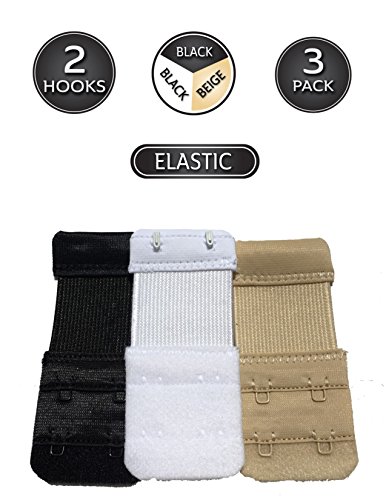 Women's Bra Extender Elastic 2-hook Stretch Extension Lengthens Back Strap Band