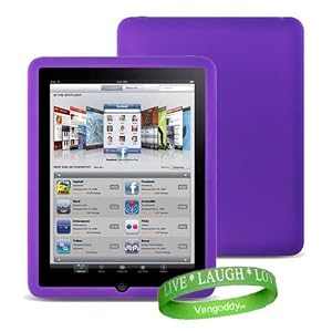 Apple Ipad Tablet Skin Case Cover ( ipad Tablet 3G , ipad Tablet wifi , ipad Tablet wifi + 3G, 16gb, 32 gb , 64gb ) ** PURPLE ** + Vangoddy Live * Laugh * Love Wrist band