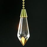 Pair Solid Brass Ceiling Fan Pulls with Leaded Crystal Teardrops