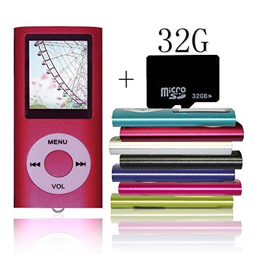 Tomameri Red Portable MP4 Player MP3 Player Video Player with Photo Viewer , E-Book Reader , Voice Recorder with 32 GB Micro SD Card