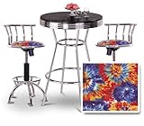 Chrome Bar Table & 2 Chrome Adjustable 24
