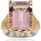 Michael Valitutti 14K White / Yellow Gold Morganite Cushion Cut & Diamond Ring - SIZE 9