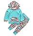 Baby Girl 2pcs Set Outfit Flower Print Hoodies with Pocket Top+Striped Long Pants