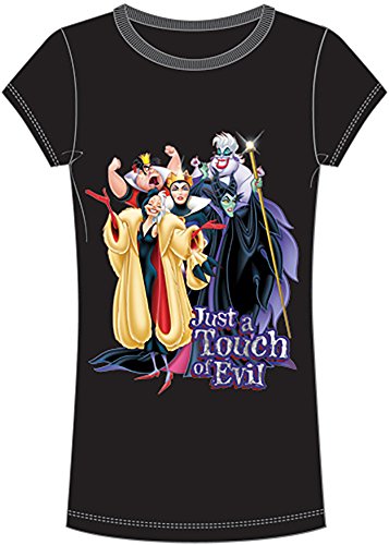 Disney Classic Villians 'Just a Touch of Evil' Women's / Girls Slim Fit T Shirt Top - Black Purple M