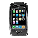 Black Durable Fitted Leather Case with Clip for Apple 2nd Generation Iphone 3G Smartphone